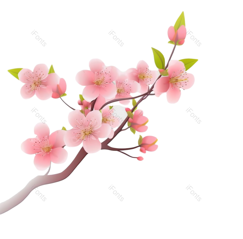 粉红色的花图片,白色背景元素,樱花PNG,灰色背景免抠素材